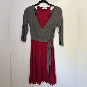 Bailey 44 Gray and Red Long Sleeve Dress